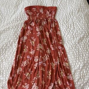 Free People Rust Floral Strapless Flowy Dress/cover-up, XS